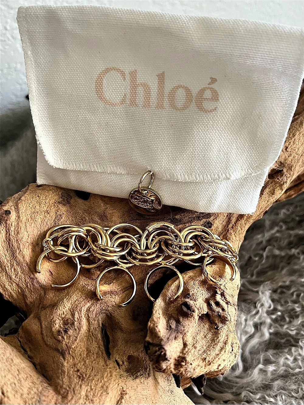 Authentic Chloé Reese Multi-Finger Cocktail Ring, adjustable.